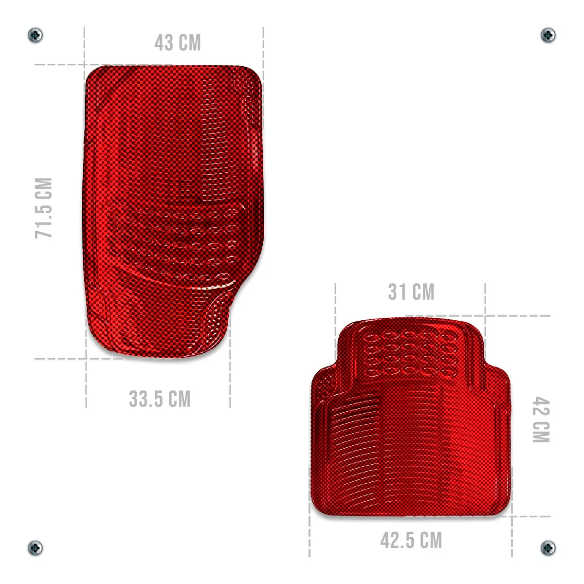 Foto 8 pulgar | Tapetes Auto Universales Metalizados Colores Cromados Kit 4