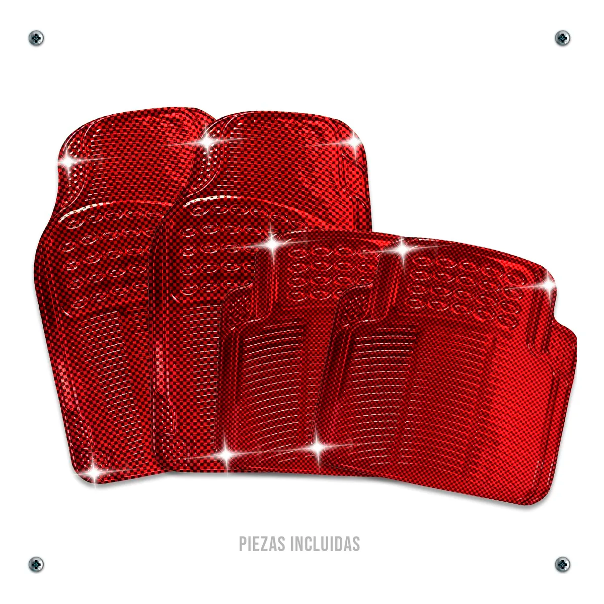 Foto 9 pulgar | Tapetes Auto Universales Metalizados Colores Cromados Kit 4