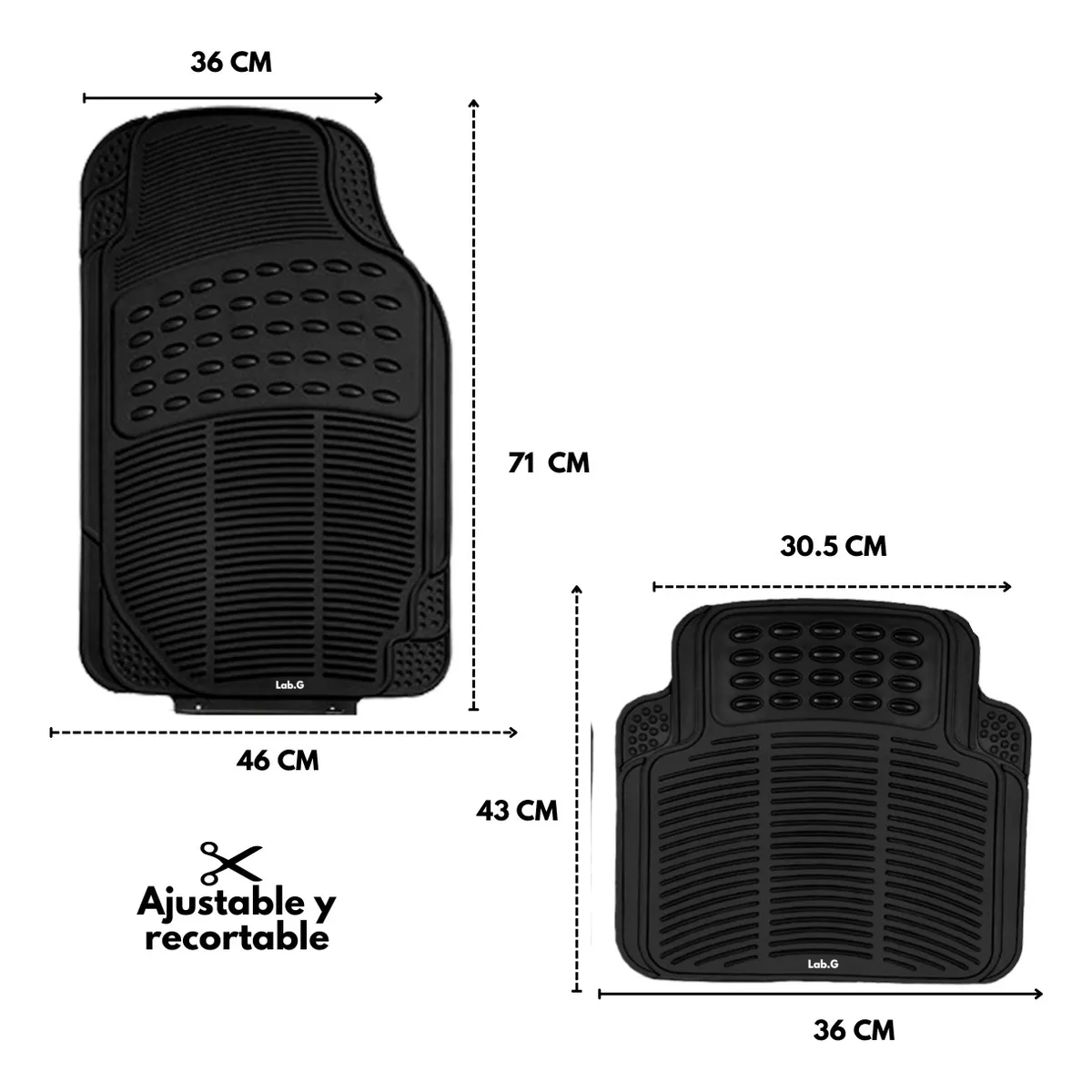 Foto 3 pulgar | Tapete Para Auto Universal Hule 4 Piezas Reforzado Lab.g Negro