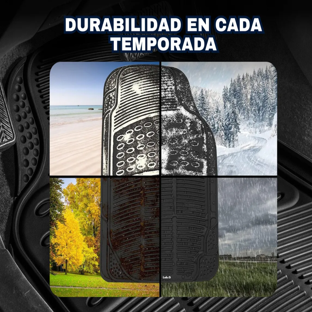 Foto 4 pulgar | Tapete Para Auto Universal Hule 4 Piezas Reforzado Lab.g Negro