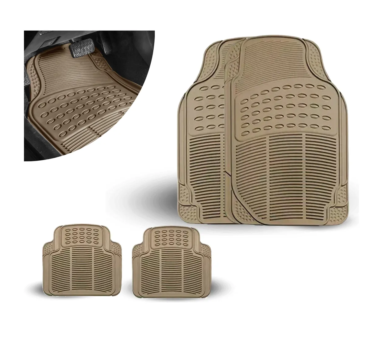 Foto 3 pulgar | 1 Juego Tapetes 4 Pzs Uso Rudo Auto Camioneta Universal Beige