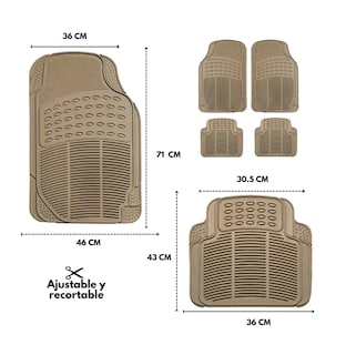 Foto 4 | 1 Juego Tapetes 4 Pzs Uso Rudo Auto Camioneta Universal Beige