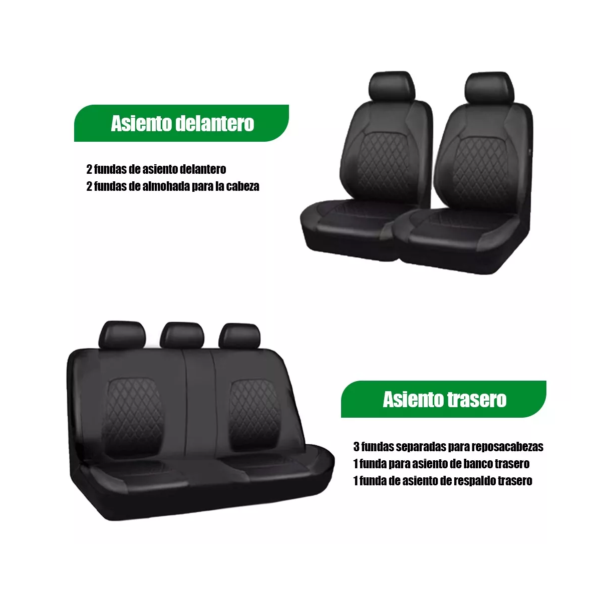 Foto 3 pulgar | Funda de Cuero para Asiento de Coche Universal 9 Pzs Eo Safe Imports Esi-7951 color Negro