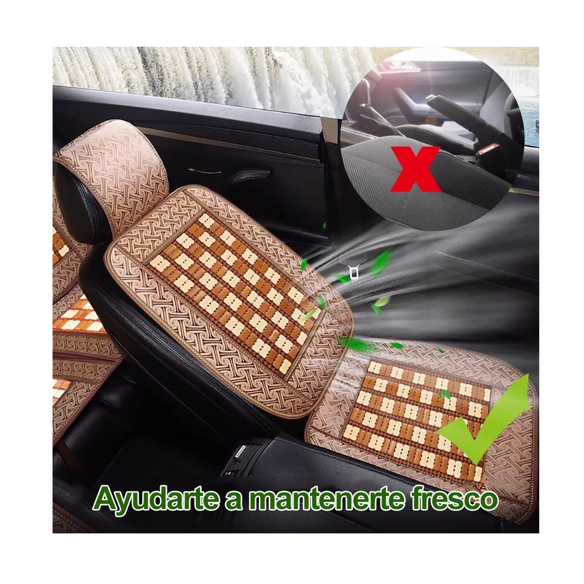 Foto 4 pulgar | Funda de Asiento de Bambú para Auto 2 Piezas Eo Safe Imports Esi-9510 Beige