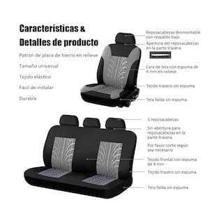 Foto 3 | Fundas De 5 Asientos De Auto Universal 9 Piezas Eo Safe Imports Esi-14313 Multicolor