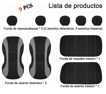 Foto 2 | Fundas Xtellar Para 5 Asientos De Automóvil 9 Piezas Universal Modelo Gris