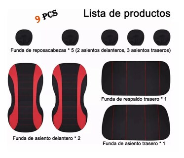 Foto 2 | Fundas Xtellar Para 5 Asientos De Automóvil 9 Piezas Universal Modelo Rojo