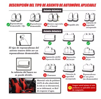 Foto 5 | Fundas Xtellar Para 5 Asientos De Automóvil 9 Piezas Universal Modelo Negro