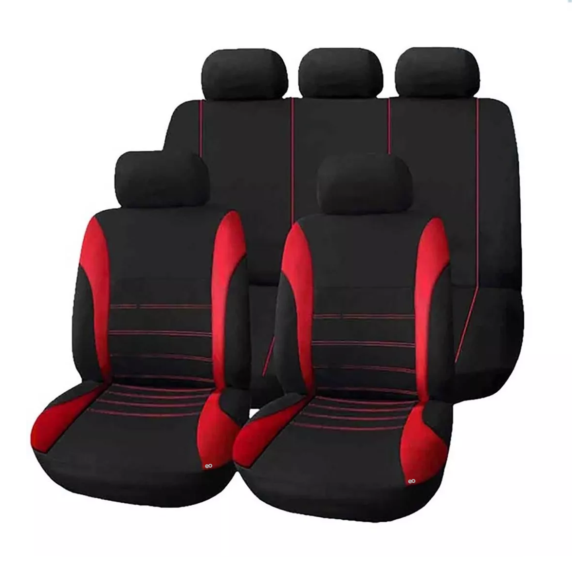 Juego De Fundas Para 5 Asientos De Automóvil, 9 Piezas Esi-6050-1 Rojo