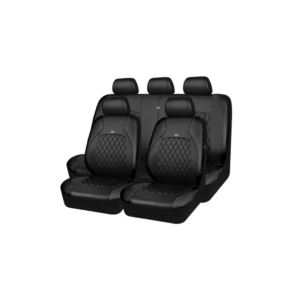 Fundas De Cuero Para Asientos De Auto, 9 Piezas. Eo Safe Imports Esi-11542-1 Negro