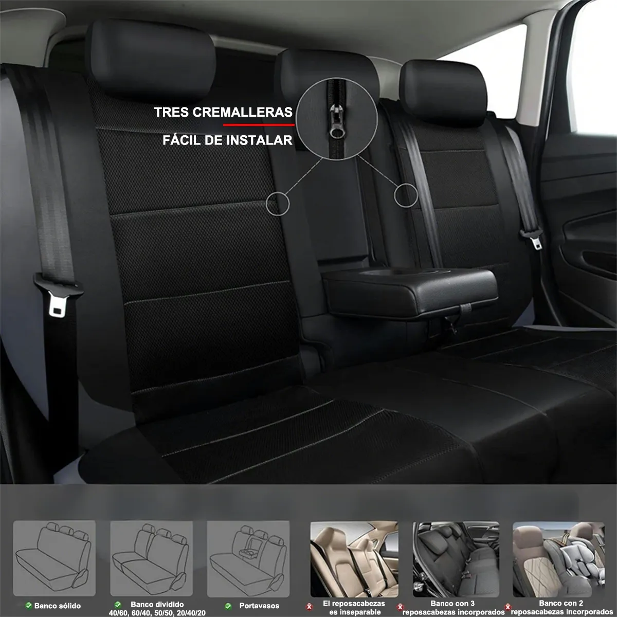 Foto 4 pulgar | Paquete De 9 Fundas Universales De Cuero Para Asiento Eo Safe Imports Esi-19973 Negro