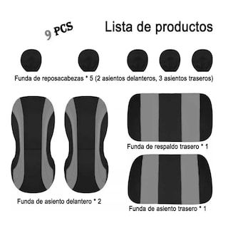 Foto 3 | Funda Universal Para Asiento De Automóvil 11 Pz Lab.g Gris Negro