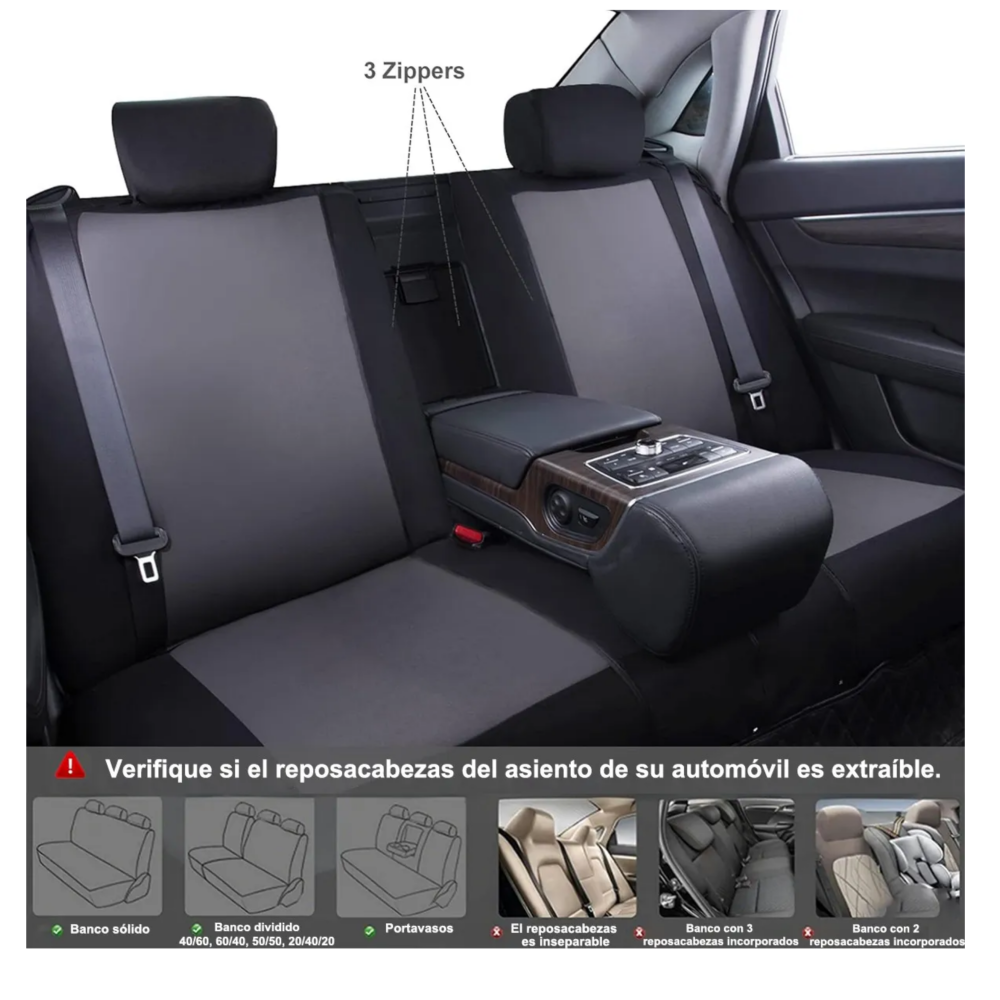 Foto 5 pulgar | Funda Universal Para Asiento De Automóvil 11 Pz  Lab.g  Gris Negro