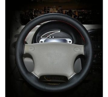 Foto 2 | Funda De Volante De Piel Genuina Perforada Linea Negra 38 Cm