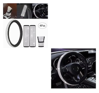 Foto 3 | Accesorios Para Coche Para Mujer Funda Volante Diamante (4 Pcs)