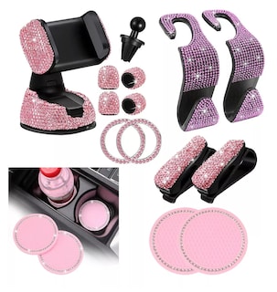 Foto 2 | Accesorios De Coche Brillantes Con Diamantes Para Mujer 13 Pcs Rosa