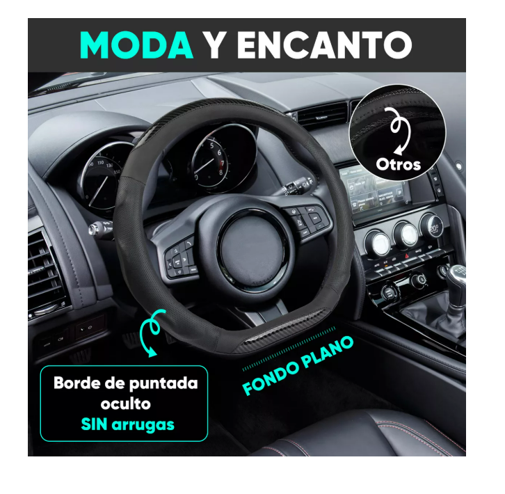 Foto 2 | Funda Para Volante Fibra De Carbono Clásica 38cm Forma D Color Negro Wünd