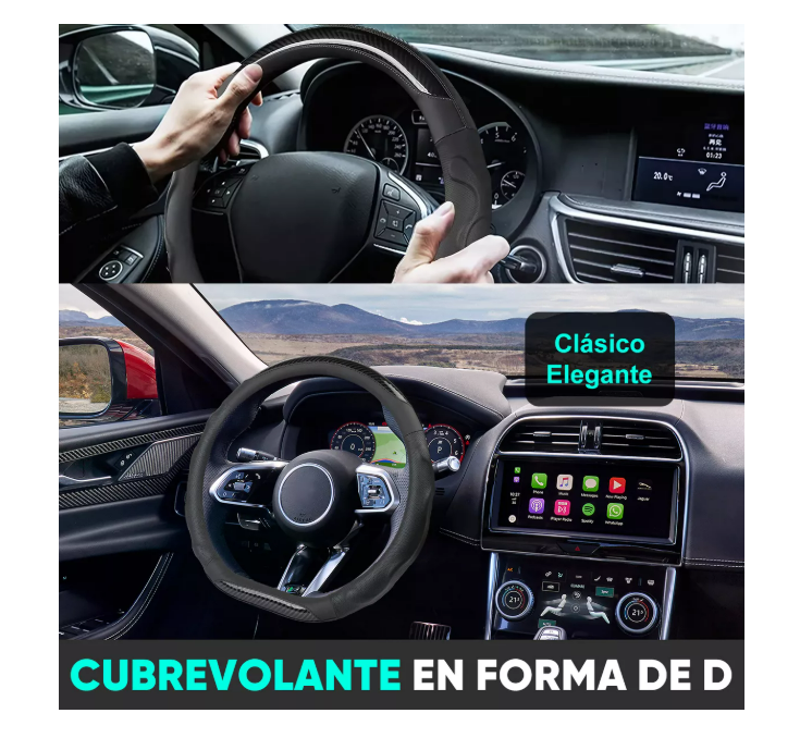 Foto 5 pulgar | Funda Para Volante Fibra De Carbono Clásica 38cm Forma D Color Negro Wünd