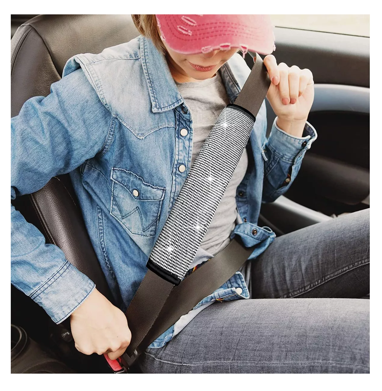 Foto 5 | Funda para Volante Brillos Diamantes 38 cm 5 Piezas Negro