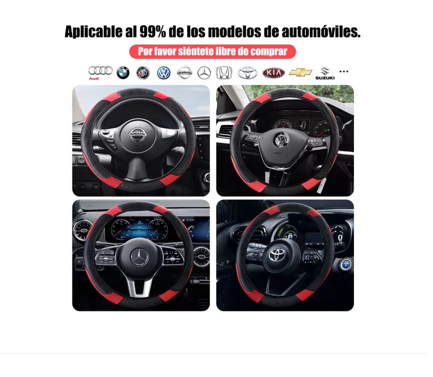 Foto 4 pulgar | Funda Cubre Volante Deportivo Protector Antiderrapante Auto Rojo Xtellar