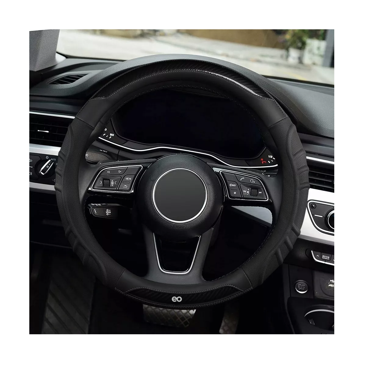 Foto 3 pulgar | Funda De Volante De Coche Clásica De Fibra De Carbono, 38 Cm Eo Safe Imports Esi-10252-1 Negro