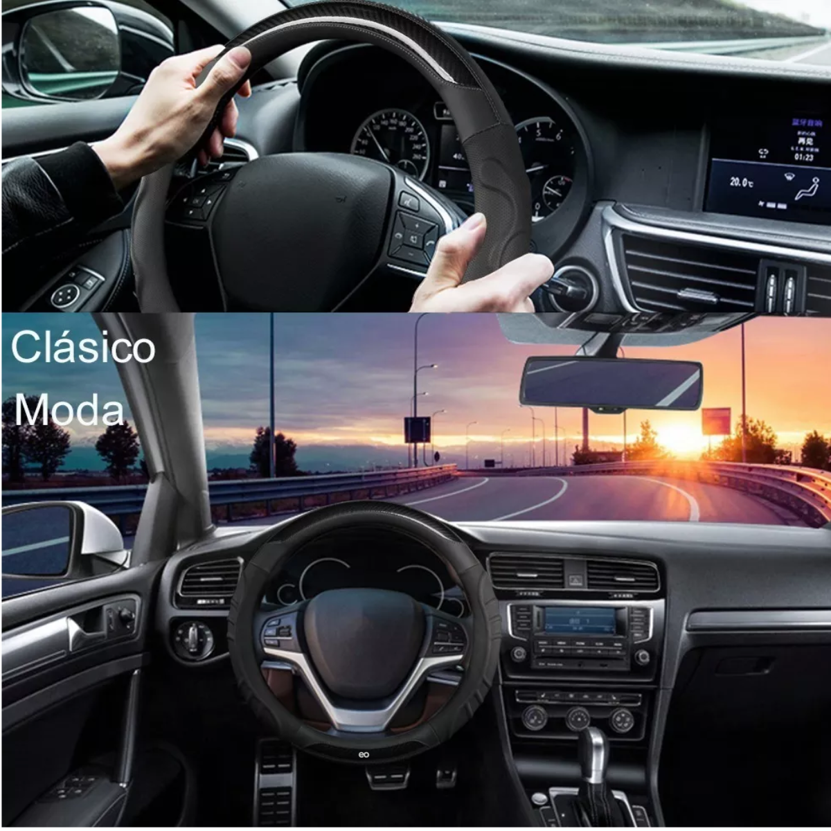 Foto 4 pulgar | Funda De Volante De Coche Clásica De Fibra De Carbono, 38 Cm Eo Safe Imports Esi-10252-1 Negro
