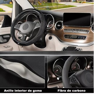 Foto 4 | Funda De Volante De Coche Clásica De Fibra De Carbono, 38 Cm Eo Safe Imports Esi-10252-1 Negro