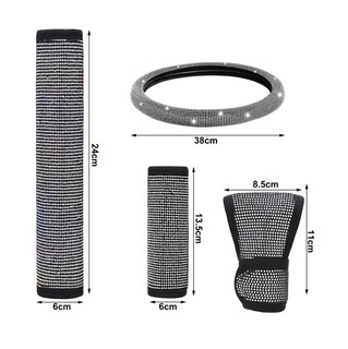 Foto 2 | Funda Para Volante Para Mujer Brillos Diamantes 38 Cm 5 Pcs, Belug Negro