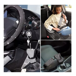 Foto 3 | Funda Para Volante Para Mujer Brillos Diamantes 38 Cm 5 Pcs, Belug Negro