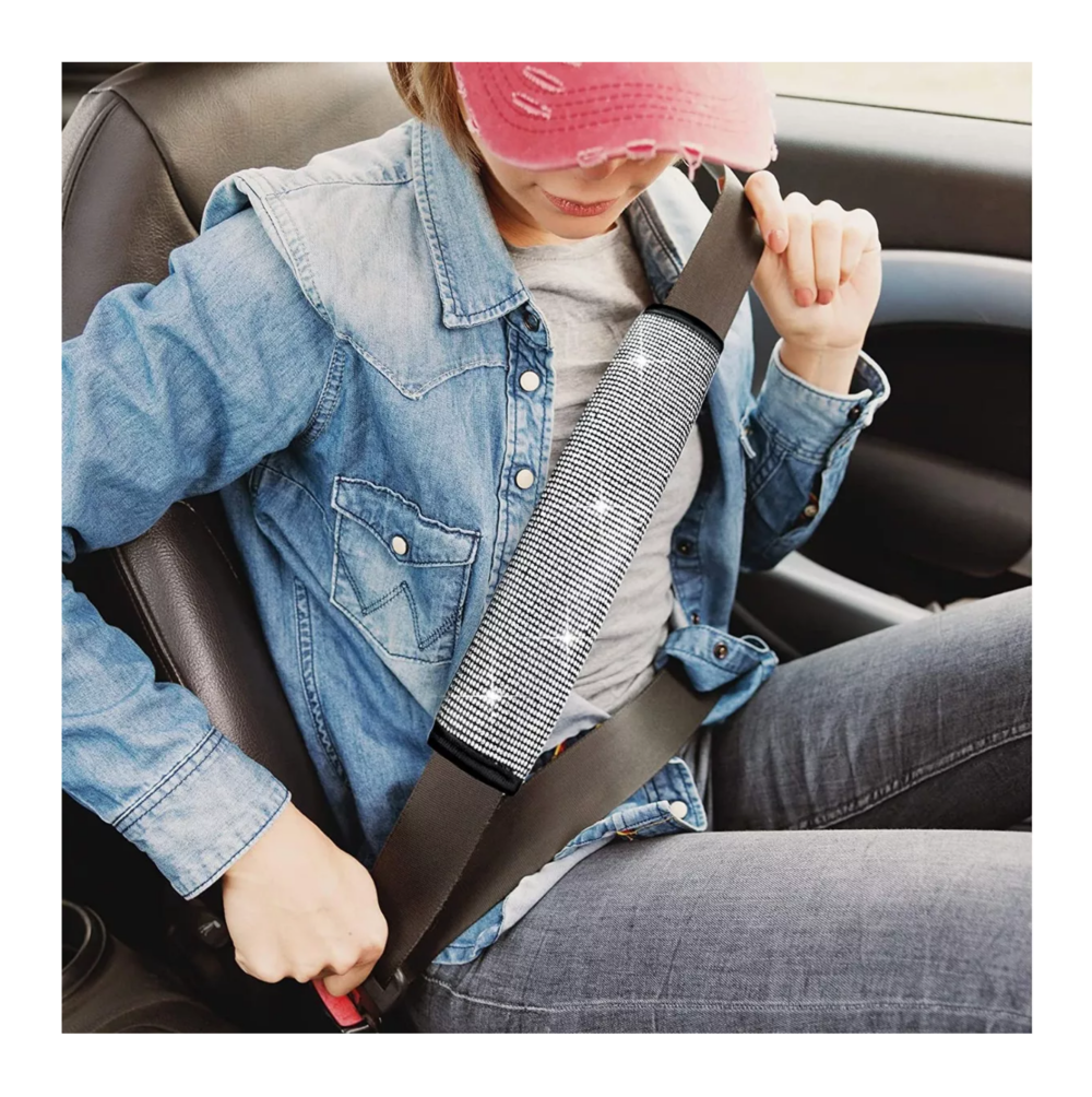 Foto 6 pulgar | Funda Para Volante Para Mujer Brillos Diamantes 38 Cm 5 Pcs, Belug Negro