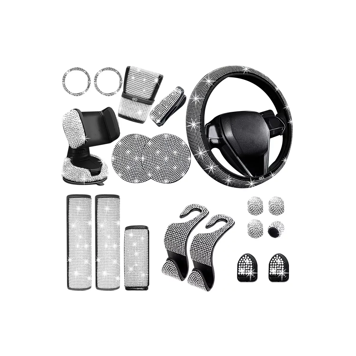 Funda De Volante Con Accesorios De Mujer Para Auto, 19 Pzas Eo Safe Imports Esi-13837-1 Multicolor
