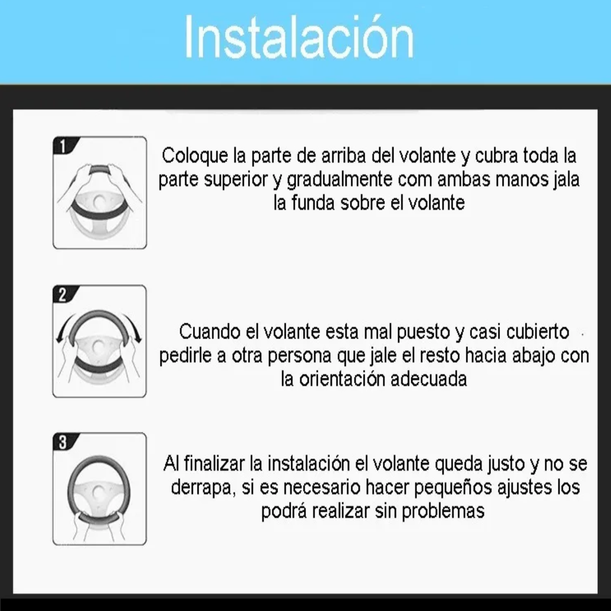Foto 4 pulgar | Funda Cubre Volante Deportivo Protector Antiderrapante Auto  Redondo Lab.g Negro