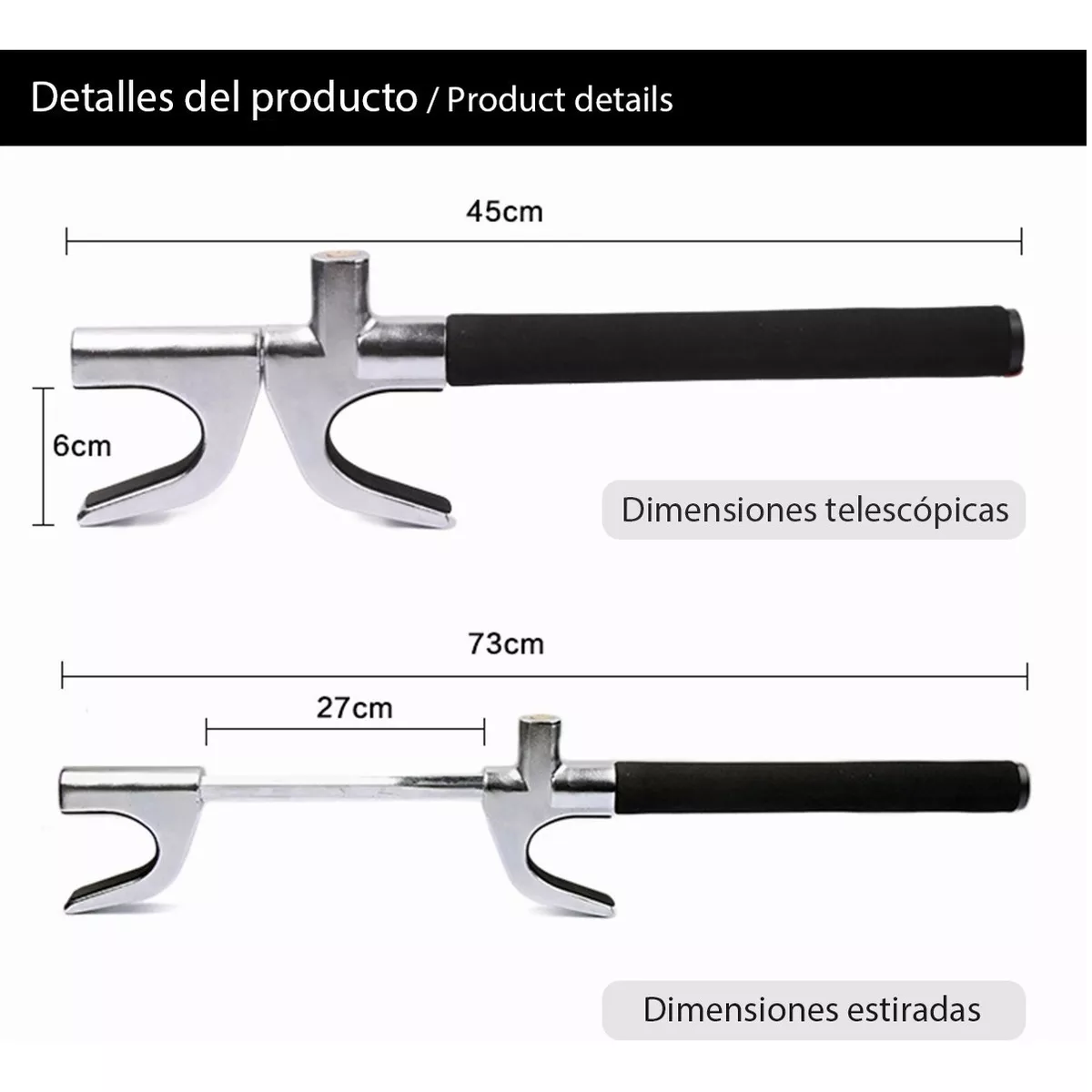 Foto 3 pulgar | Candado Baston Seguro Volante Anti Robo Eo Safe Imports Esi-13819 Plata
