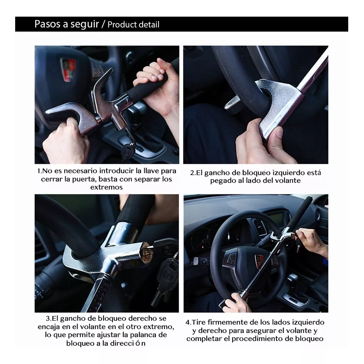Foto 4 pulgar | Candado Baston Seguro Volante Anti Robo Eo Safe Imports Esi-13819 Plata