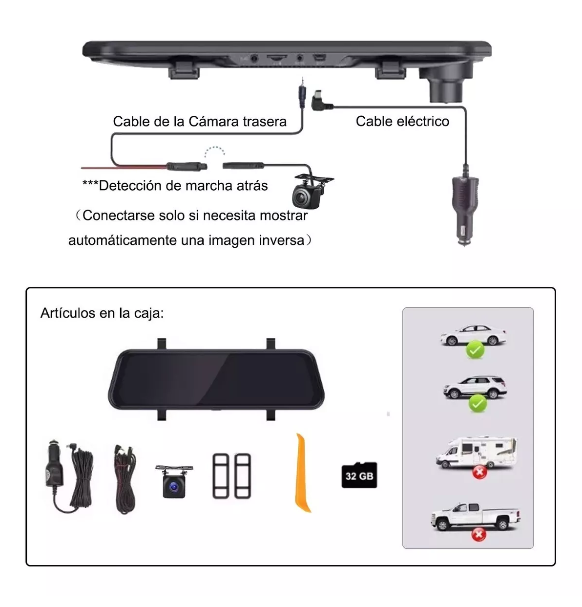 Foto 5 | Doble Cámara para Auto Belug Negro Pantalla Táctil Frontal y Trasera