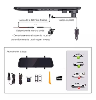 Foto 5 | Doble Cámara para Auto Pantalla Táctil Frontal y Trasera 32 gb Negro