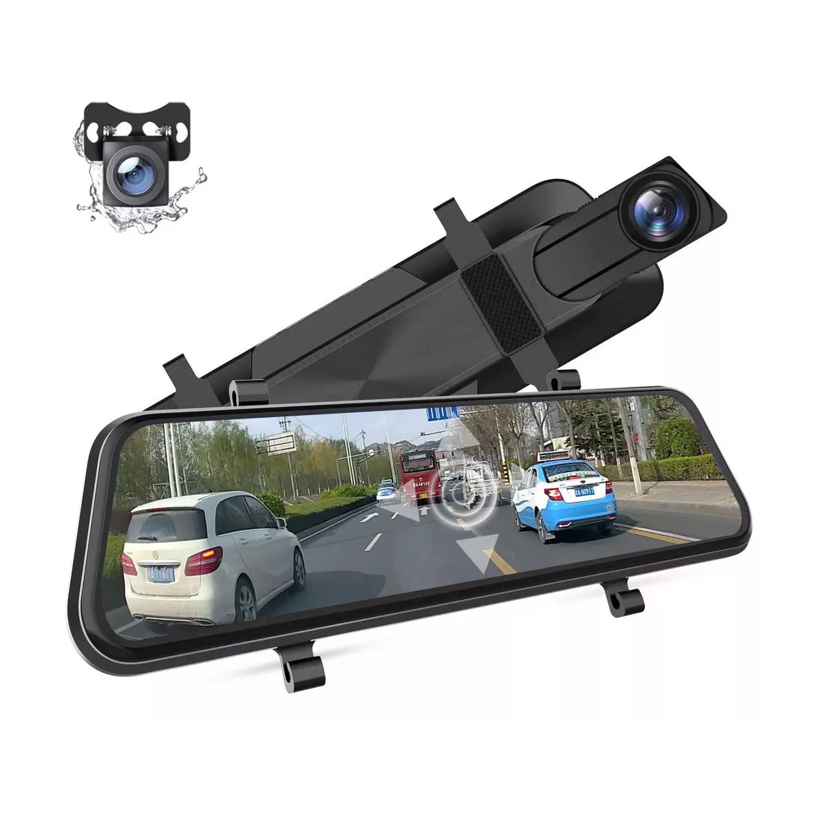Doble Camara Para Auto Pantalla Tactil Frontal Y Traser 32gb  Eo Safe Imports Esi-13825  Negro $1,579