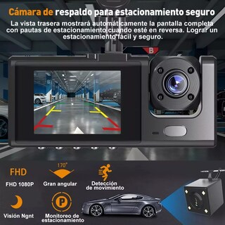 Foto 4 | Cámara Para Automóvil Hd 1080p Dashcamera 3 En 1 Con Audio Eo Safe Imports Esi-13826 Negro