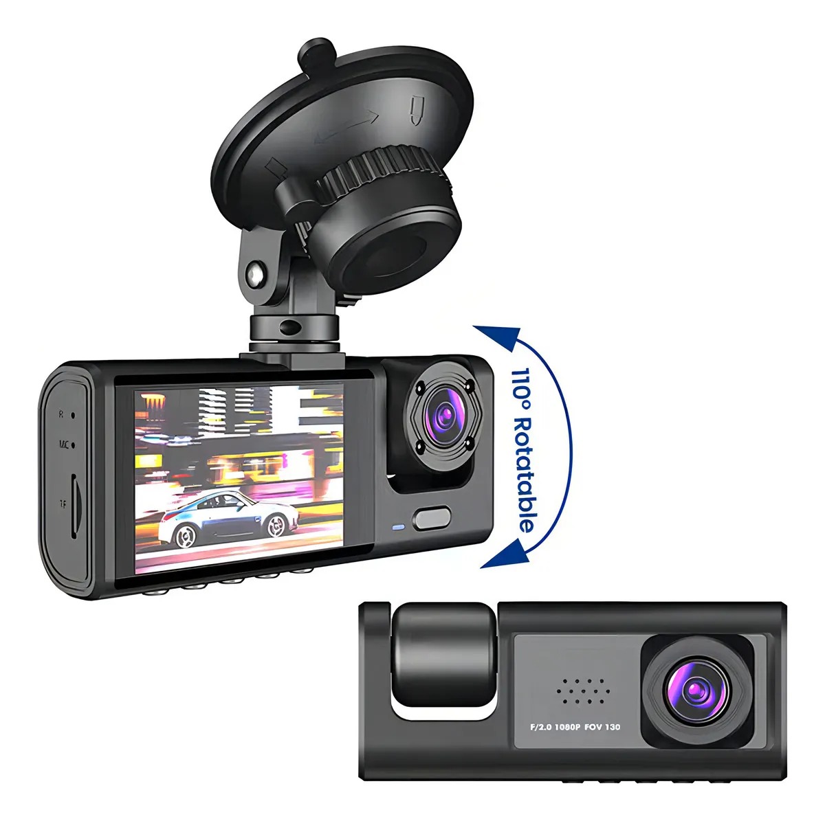 Foto 5 pulgar | Dash-cam Con 3 Camaras Para Automovil Interior Y Exterior Hd 1080 Con Soporte