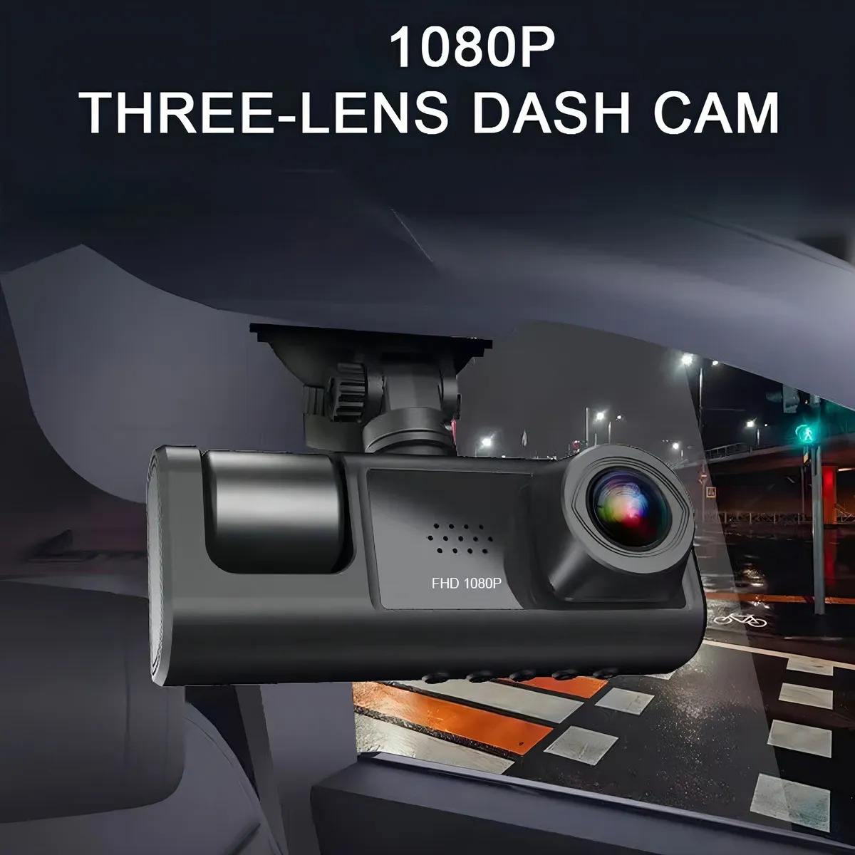 Foto 6 pulgar | Dash-cam Con 3 Camaras Para Automovil Interior Y Exterior Hd 1080 Con Soporte