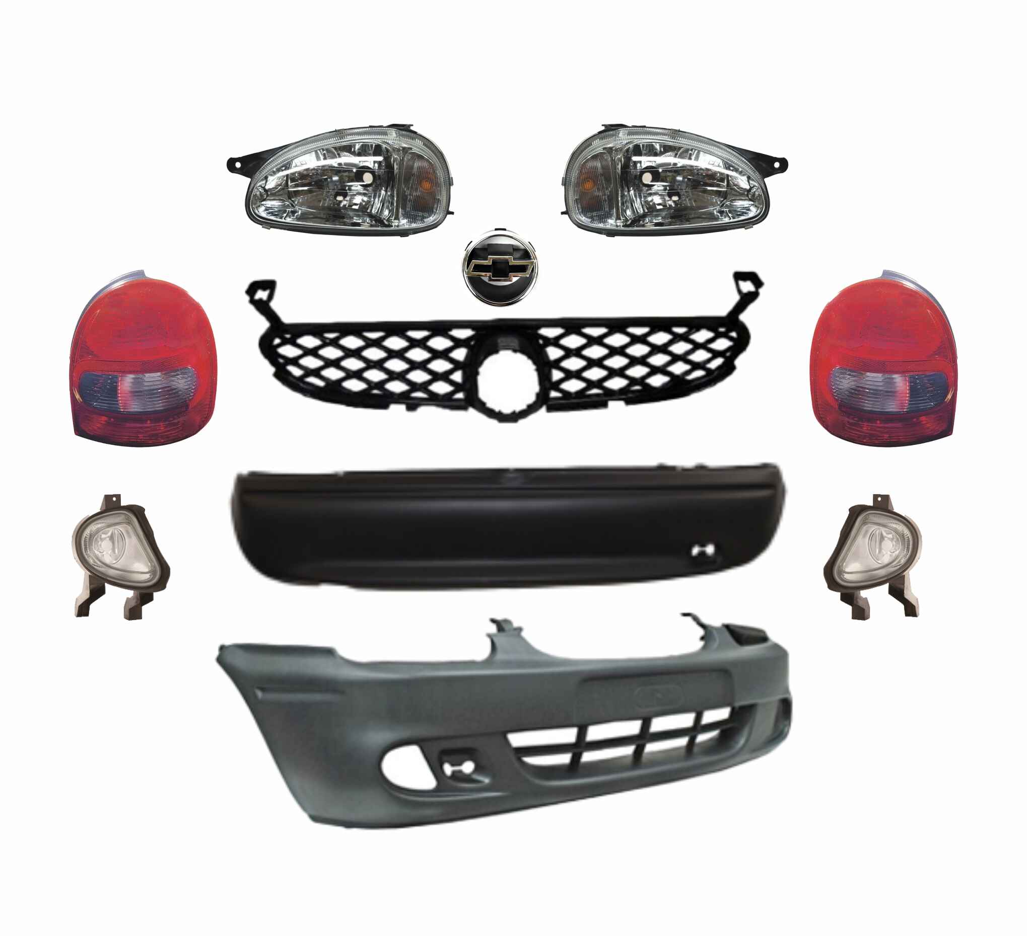 Fascia Chevy 3 Pts 01 02 03 Del Y Tras Faros Y Calaveras