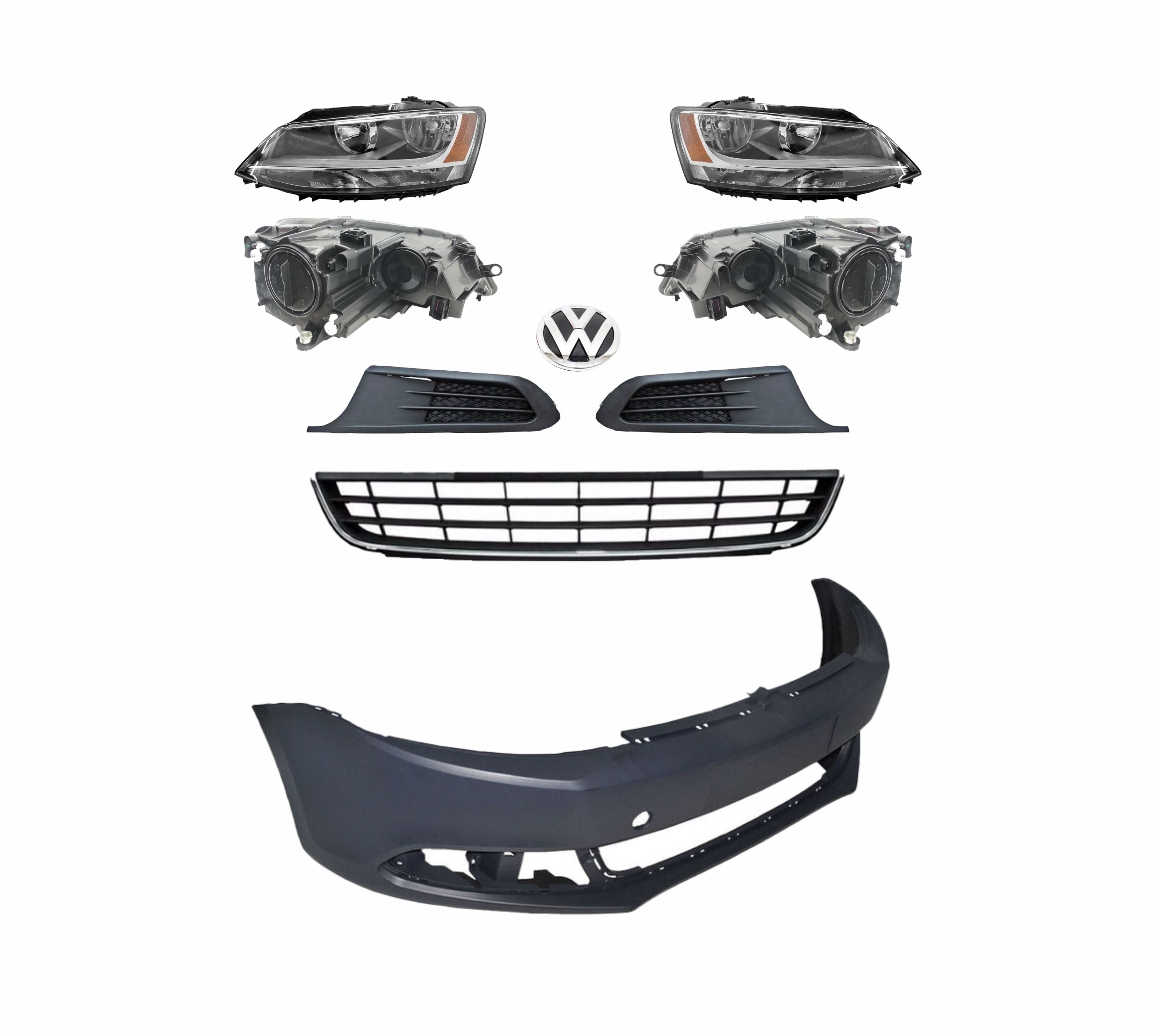 Foto 2 pulgar | Fascia Delantera Jetta Mk6 11 12 13 14 Con Faros Y Rejillas