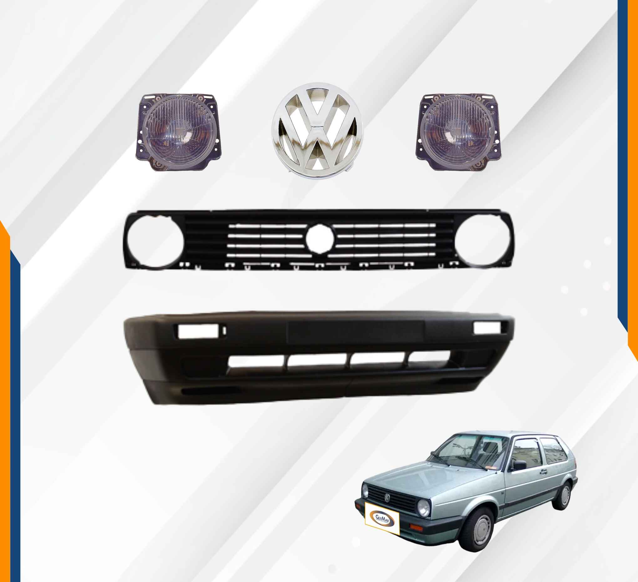 Foto 2 | Fascia Golf A2 88 89 90 91 92 Ancha Con Faros Y Parrilla