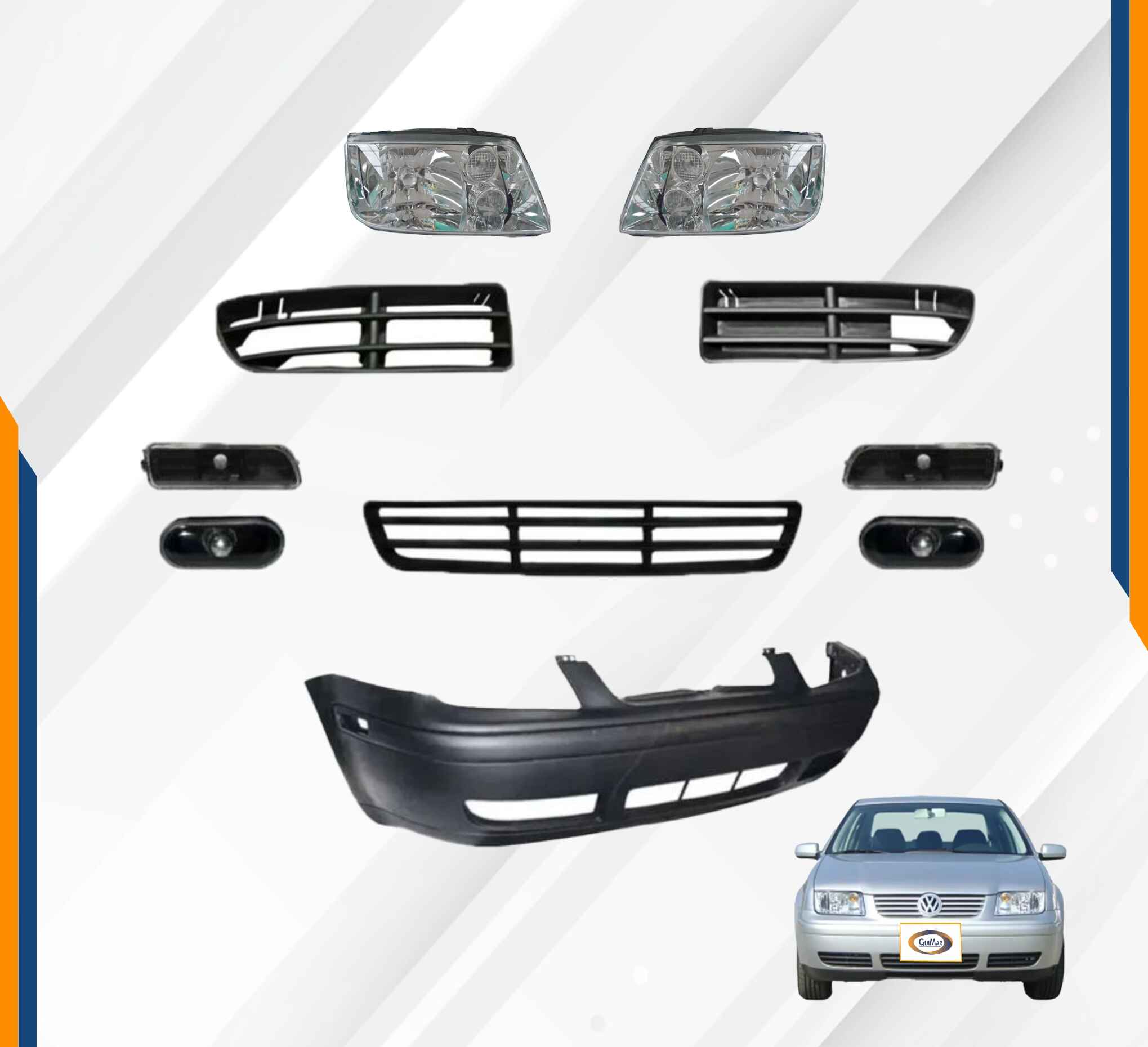 Foto 3 pulgar | Fascia Jetta A4 99-07 Con Faros Y Cuartos Negros
