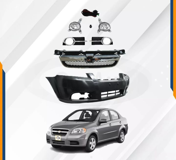 Foto 3 pulgar | Fascia Delantera Aveo 07-11 Con Faros Neblineros Y Parrilla