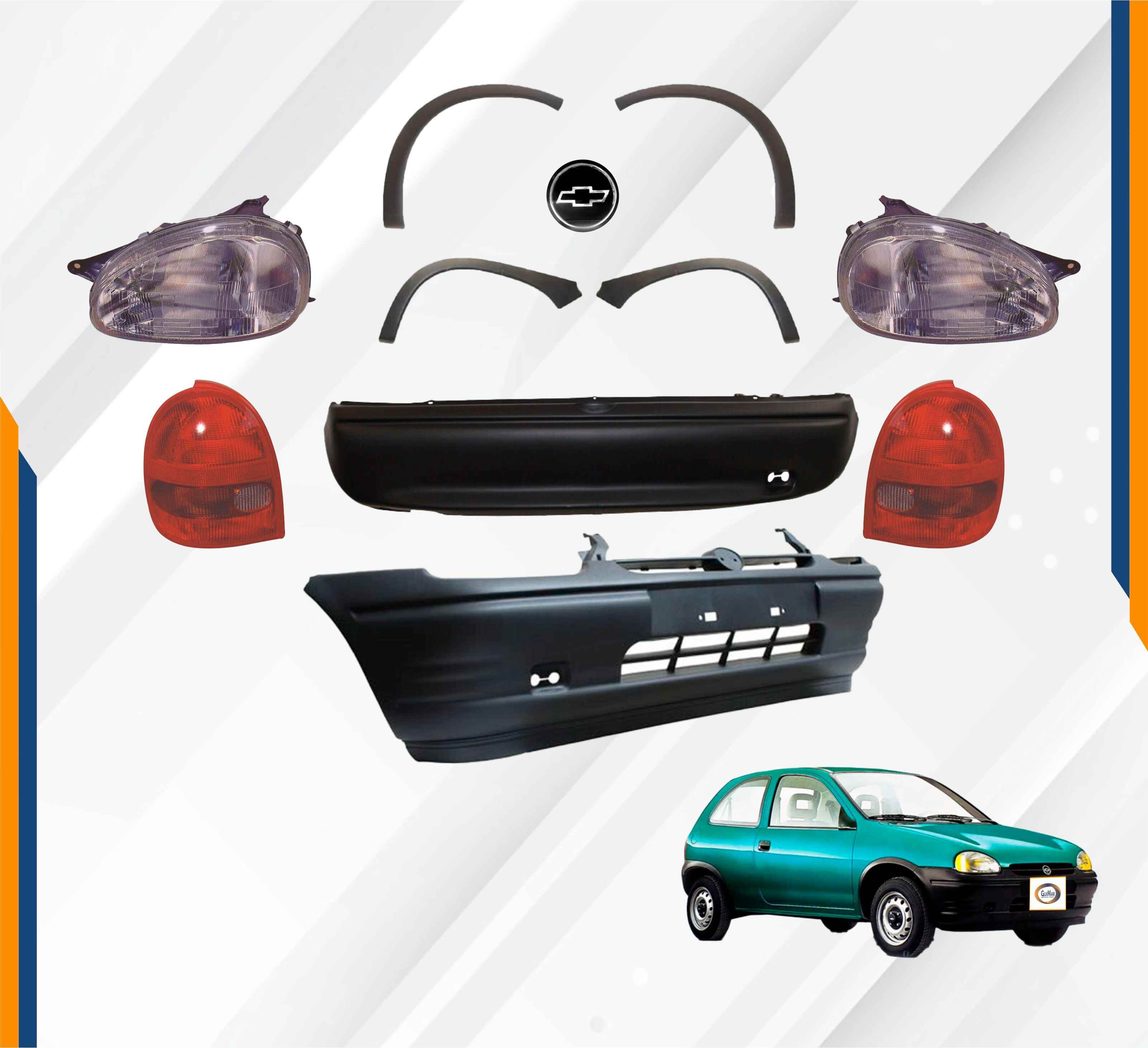 Foto 3 pulgar | Fascia Del Y Tras Chevy 3 Pts 94 -00 Completas Y Cantoneras