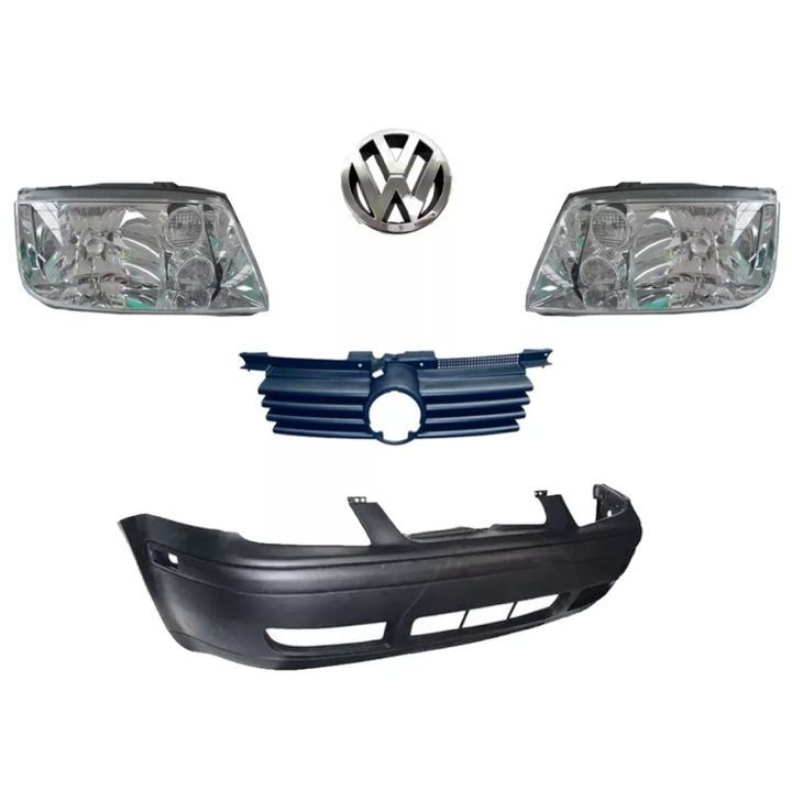 Foto 2 pulgar | Kit Frente Jetta A4 99 - 07 Fascia Faros Parrilla Y Emblema