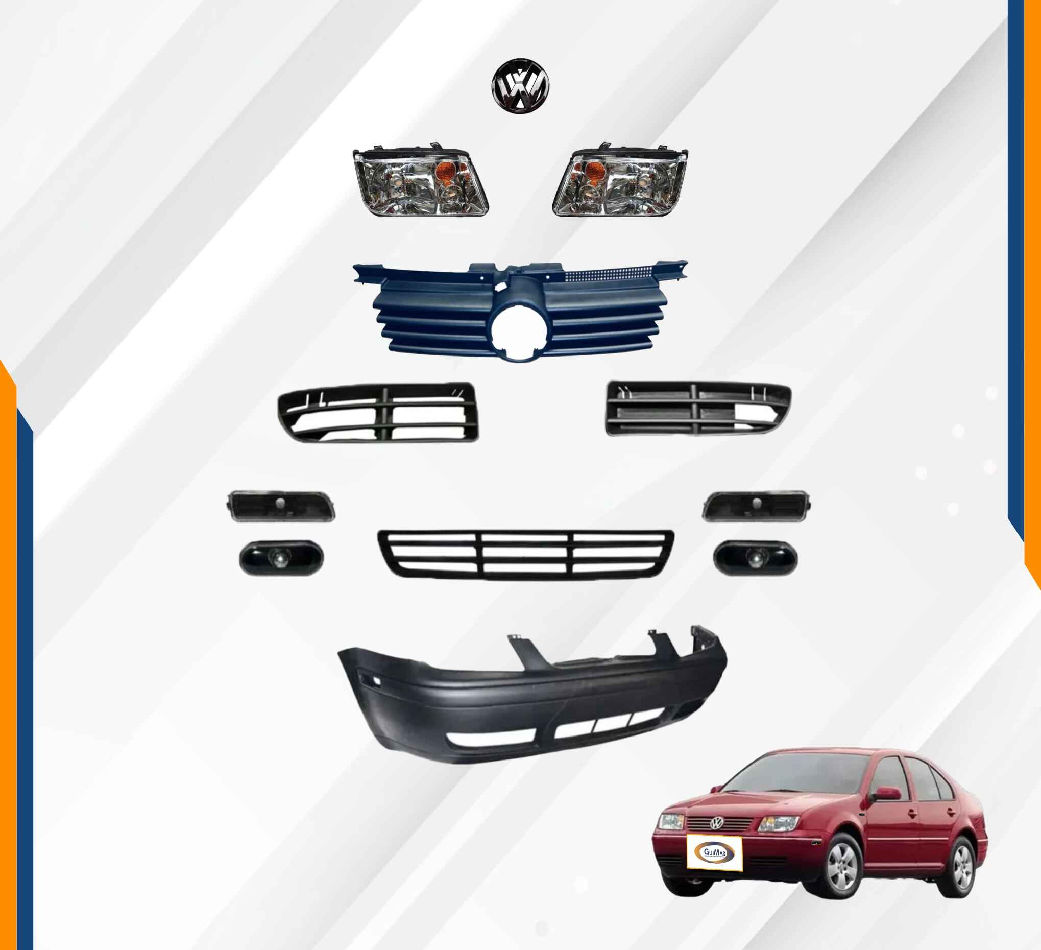 Foto 3 pulgar | Fascia Jetta A4 99-07 Con Faros  Cuartos  Y Parrilla