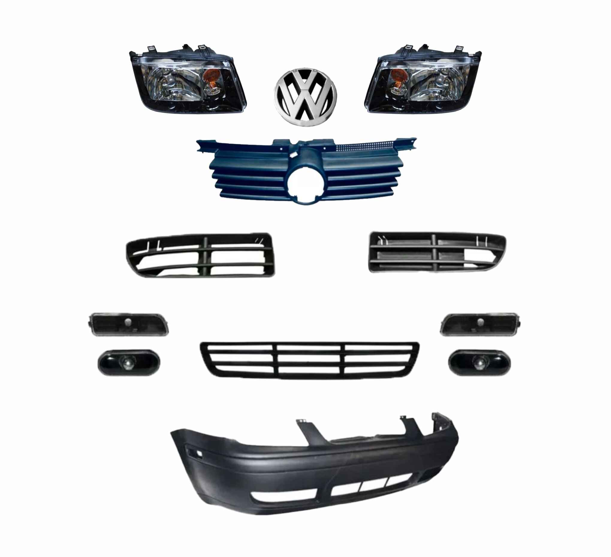 Facia Jetta A4 99-07 Negra con Faros Negro y Cuartos