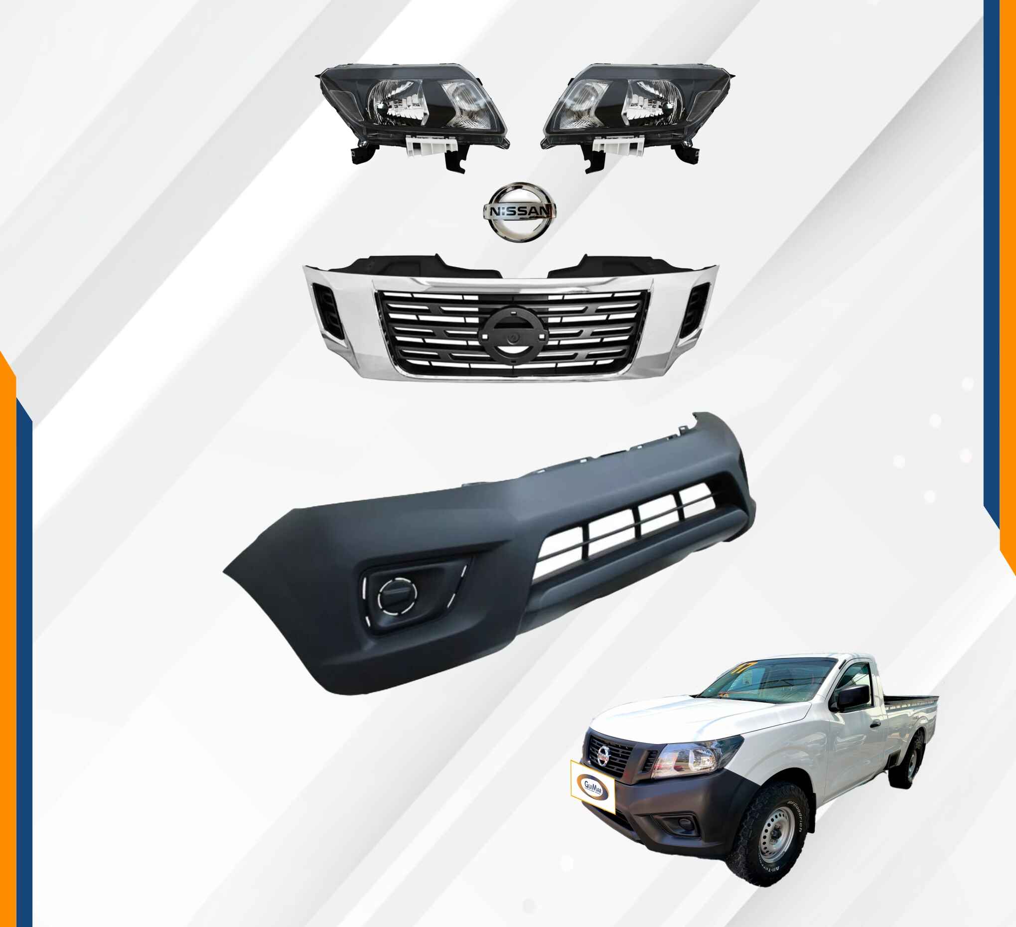 Foto 3 pulgar | Fascia Np300 Con Faros Negro Y Parrilla Cromo